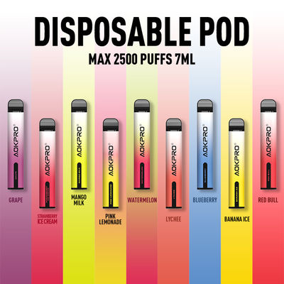 850mah 2500 sopra Vape descartável Pen Nicotine 2% 3% 5%