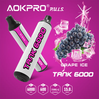 O gelo Vape descartável da uva da nicotina 20mg encerra 6000 o sopro TYPE-C que recarrega