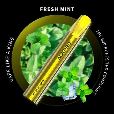 Nicotina descartável da barra 2% do duende do ouro de Vape do sopro da hortelã fresca 600