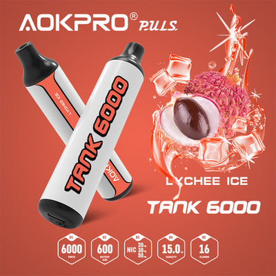 carregamento descartável da pena 15ML USB-C de Vape do gelo do lichi dos sopros 1.2ohm 6000