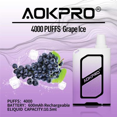 10.5ml preencheu escape descartável de Vape do sopro do cigarro 4000 do gelo E da uva o anti